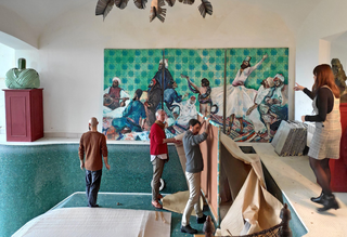 Archive of Aldo Mondino, Setup of artwork '"Festa Araba" at the House in Casale Monferrato