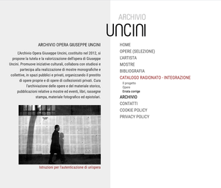 Archive of Giuseppe Uncini, Accessibility

Through this online publication, the archive will be able to interface with a precise network of people - professionals, collectors and scholars - to obtain more information, updates and possible corrections on the sheets of individual works, especially those whose location is unknown, thus guaranteeing a greater protection and scientific supervision of the entire artistic heritage of the master.
