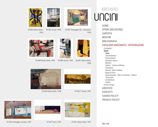 Archive of Giuseppe Uncini, Integration between database and site

Following the integration of the catalogue raisonné into the site, the archive aims to publish online all the master’s work.