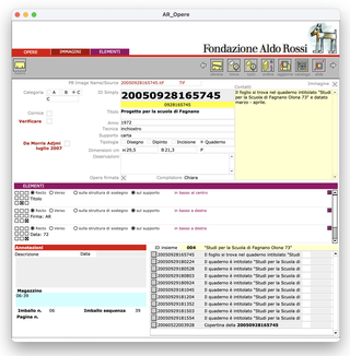 Foundation Aldo Rossi, The original interface for consulting and updating the Digital Archive