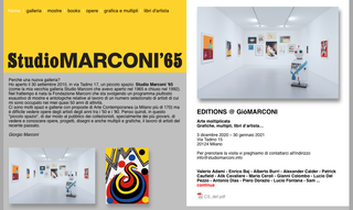 Studio Marconi '65, Mostre e opere

La prima parte del sito dello Studio Marconi '65 presenta la veste istituzionale della galleria con le consuete sezioni dedicate alle mostre in corso.